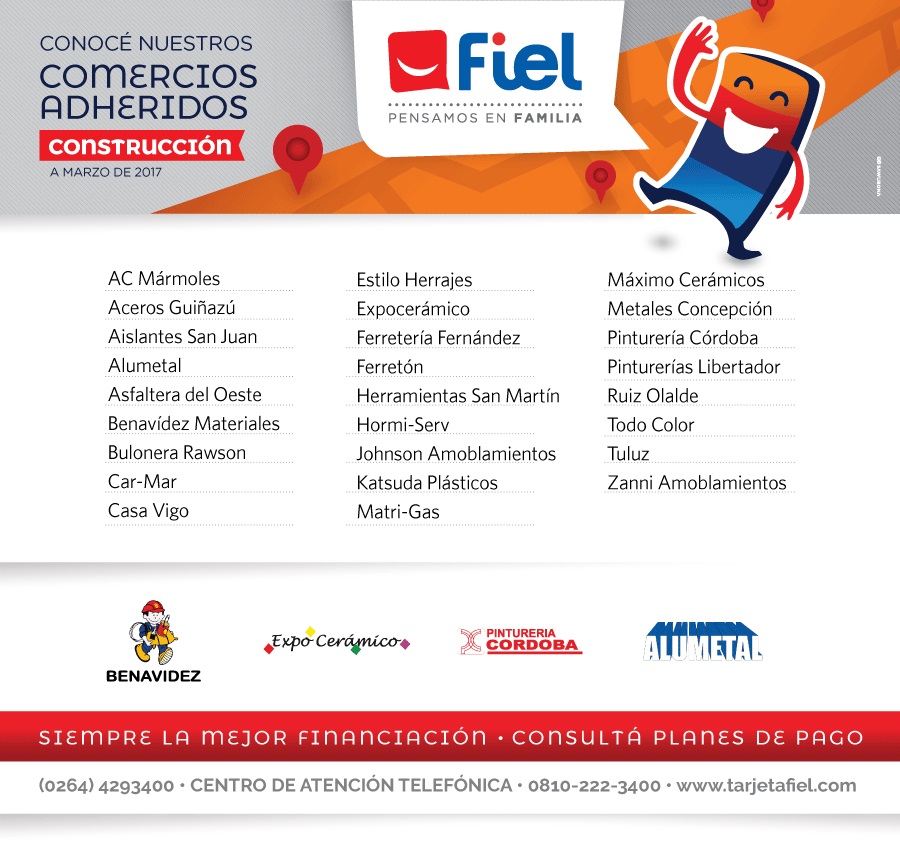 Comercios adheridos del rubro Construcción