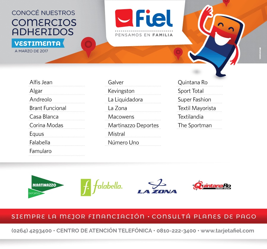 Comercios adheridos del rubro Vestimenta